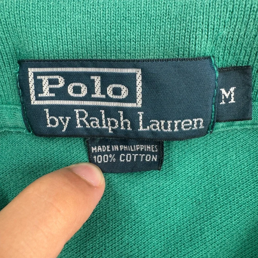 Polo Ralph Lauren Mens Green Pique Cotton Short Sleeve Polo Shirt Size M